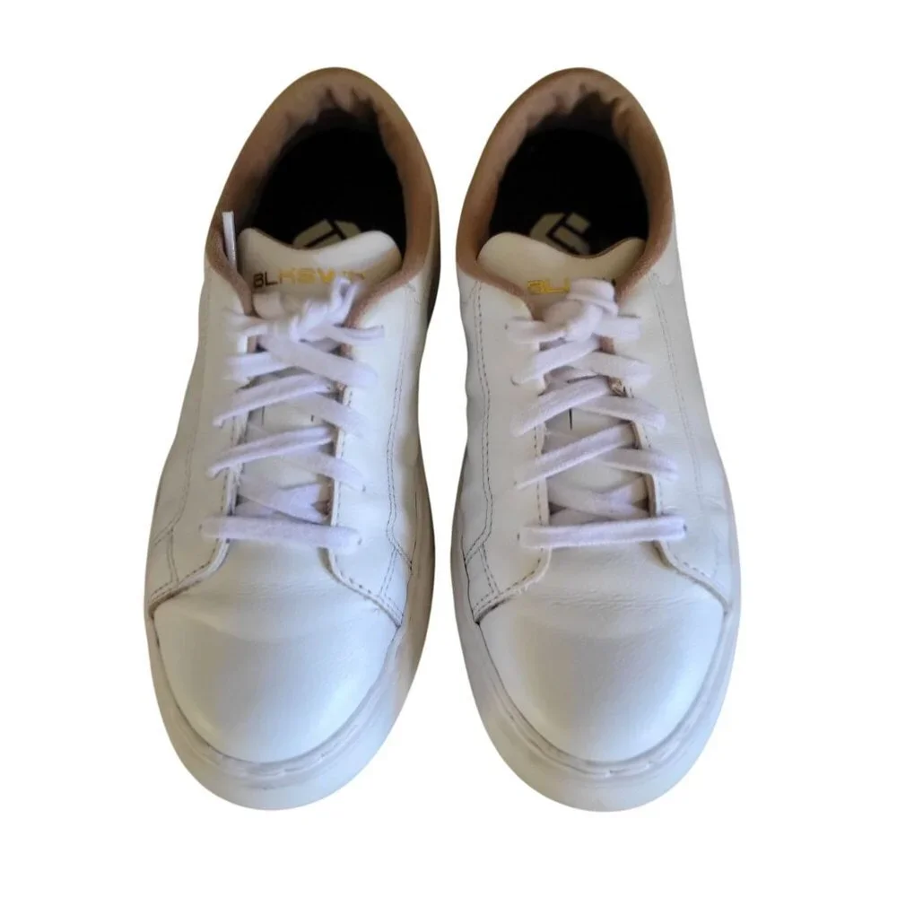 BLKSWN Women's White Leather Lace-Up Sneakers - SZ 7
